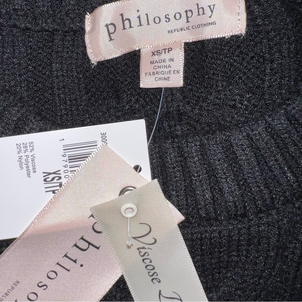 Philosophy Ribbed Crewneck Black Cable Knit Sweater NWT - Picture 9 of 13